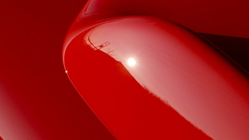 Close-up of the corrected Guards Red paint with Swissvax wax protection