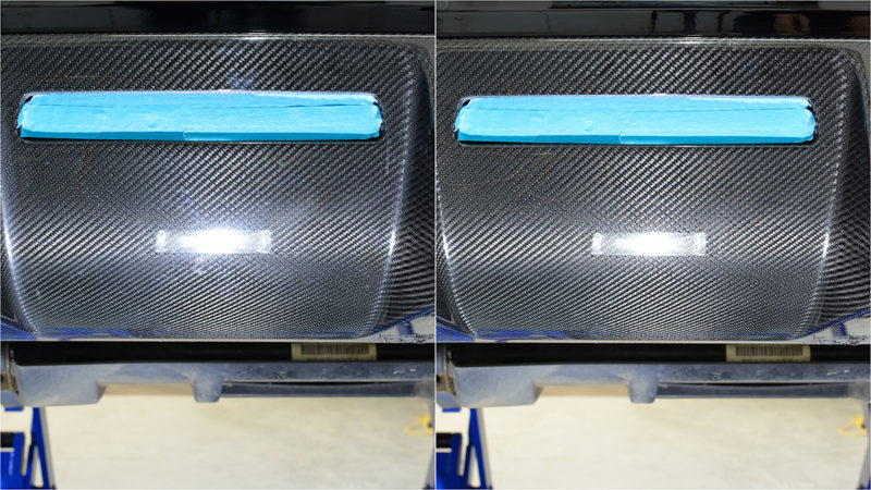 Masked carbon fibre panel from the DBS polished off the car on the bench