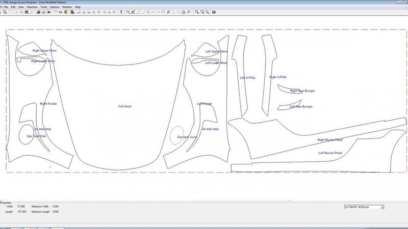 Paint protection film patterns for the 991 GT3 RS on the plotter software
