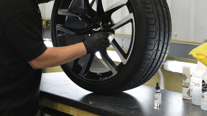 Vanquish alloy wheel coated off the car on the bench