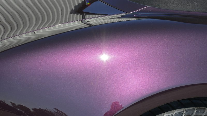 Purple metallic flake showing in the corrected Z3 front wing in sunlight