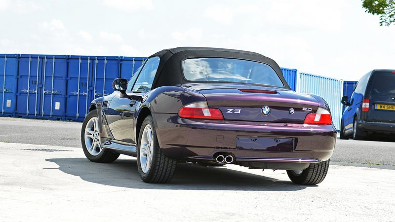 Rear of the BMW Z3 with the boot lid and badging cleanly reflecting