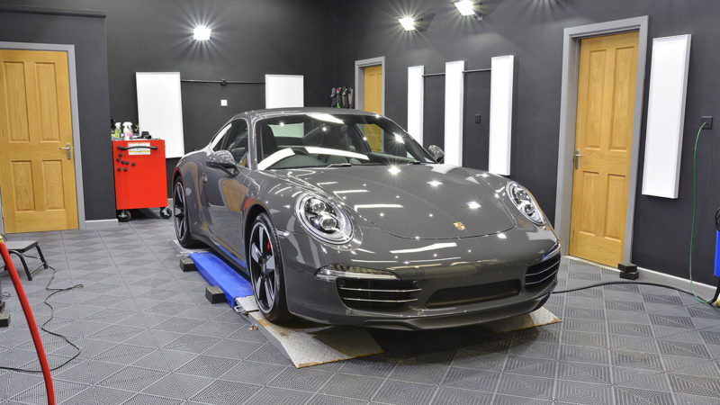 Finished Porsche 911 50th Anniversary in the Wiltshire detailing studio after polishing and coating