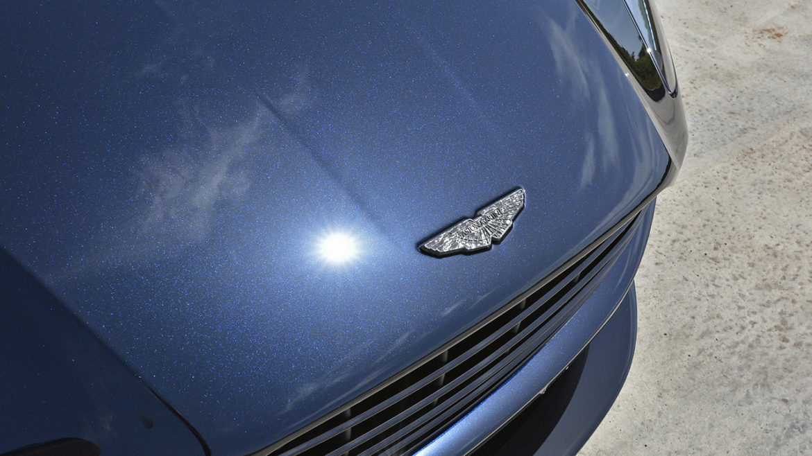 Aston Martin wings badge on the DB11 bonnet after paint correction