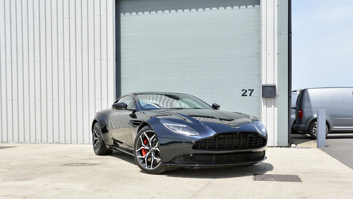 Aston Martin DB11 front three-quarter after a paint correction detail