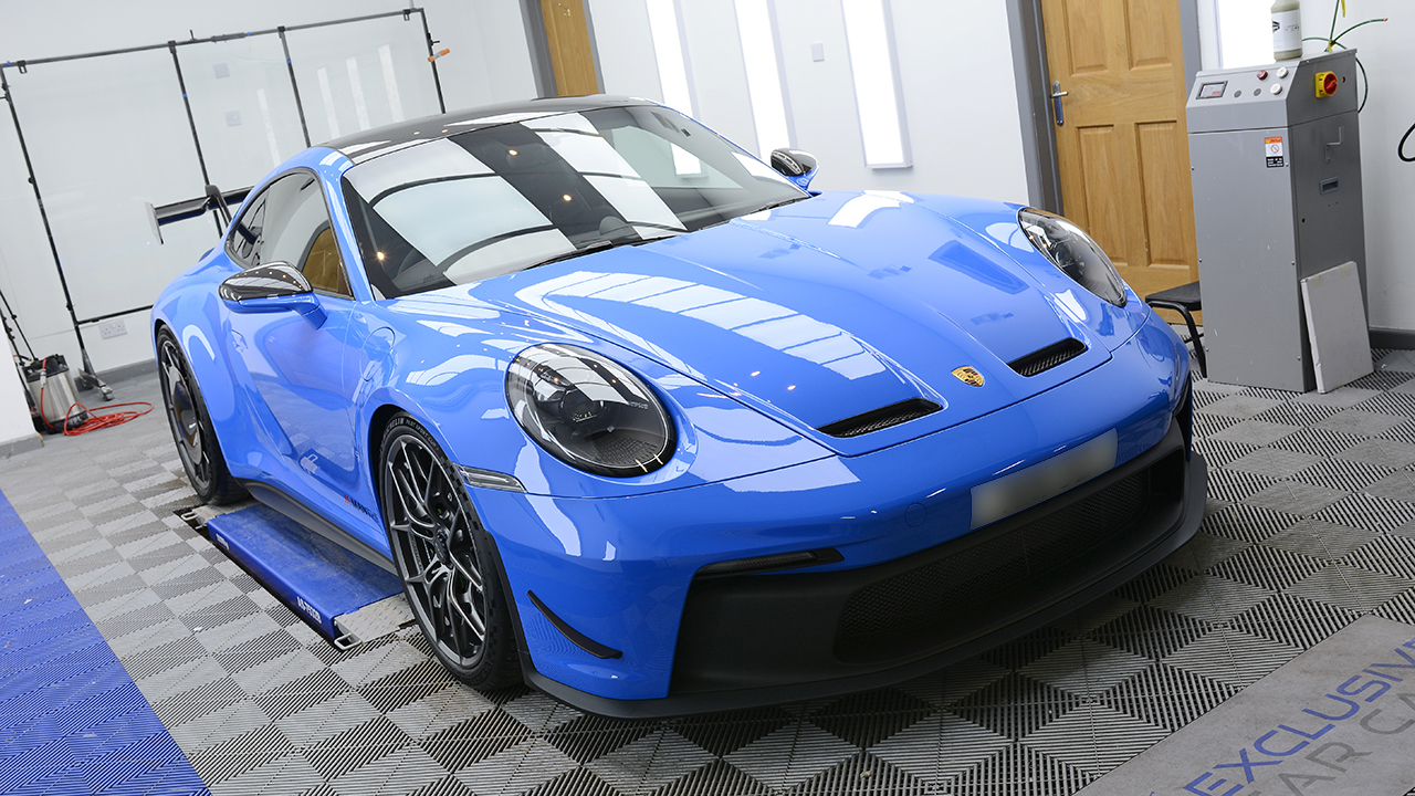 Porsche 992 GT3 after full-body XPEL PPF and Gtechniq ceramic coating – high gloss finish
