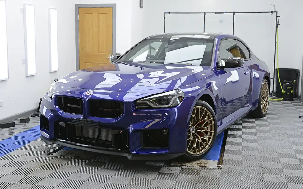BMW M2 CS in our detailing studio being prepared for new car protection