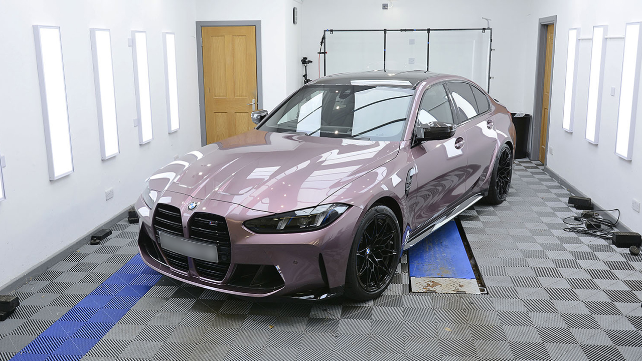 2026 BMW M3 in Velvet Orchid after polishing, PPF and Gtechniq Coatings