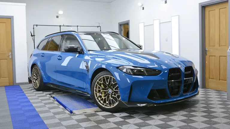 Laguna Seca Blue BMW M3 CS Touring in the Exclusive Car Care studio after paint protection